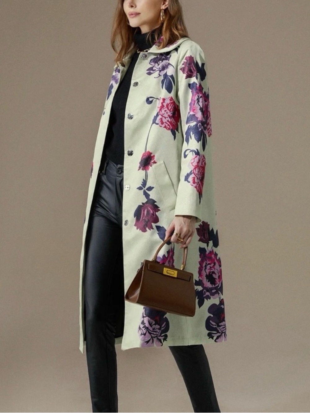 STYLEWE Floral Loose Elegant Trench Coat
